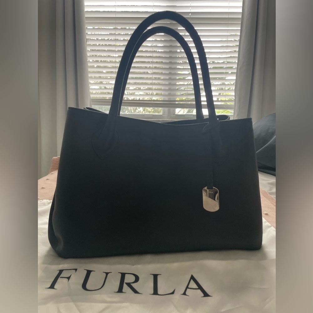 Furla Black Leather Medium Tote Bag - Excellent Condition w/ Dust Bag